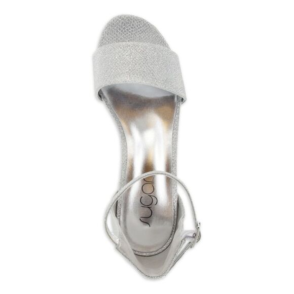 SUGAR Womens Silver Glitter Glitter Noelle Round Toe Block Heel Sandals 6.5 M - Picture 3 of 4